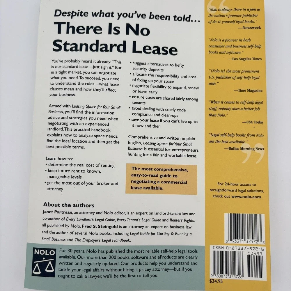 Leasing Space For Your‎ Small Business Nolo Trade Paperback Business Law Guide